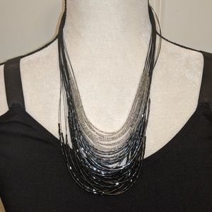 Glistening black and silver necklace. So pretty!